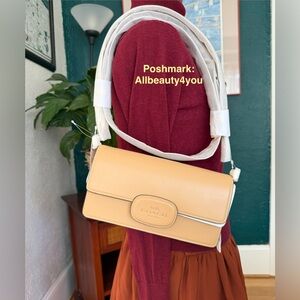 NWT COACH Eliza Flap Crossbody With Leather Covered Closure - Smooth Leather/Tan